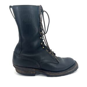 White's Boots Men's 9.5D Black Leather Smokejumper Tall Boots Leather Lace Up